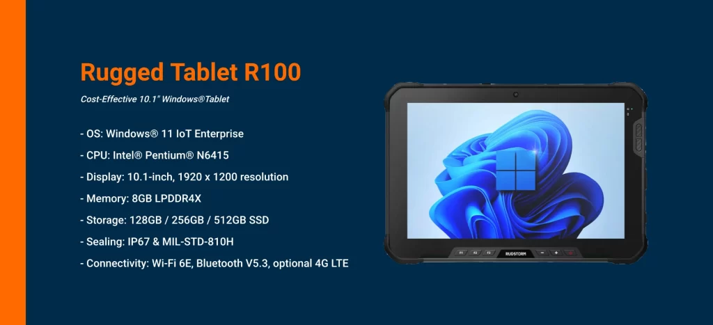 Specifications of Rugstorm Rugged Tablet R100