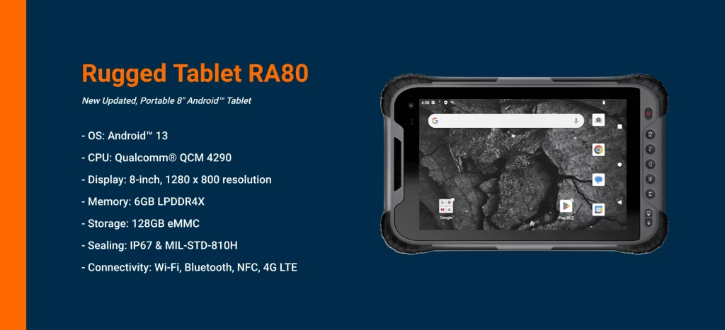 Specifications of Rugstorm Rugged Tablet RA80