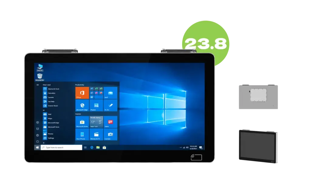 RUGSTORM D238WP 23.8-inch stainless industrial panel PC with port, rear and front insets